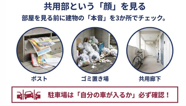 共用部という顔を見る・ポスト・ゴミ置き場・廊下